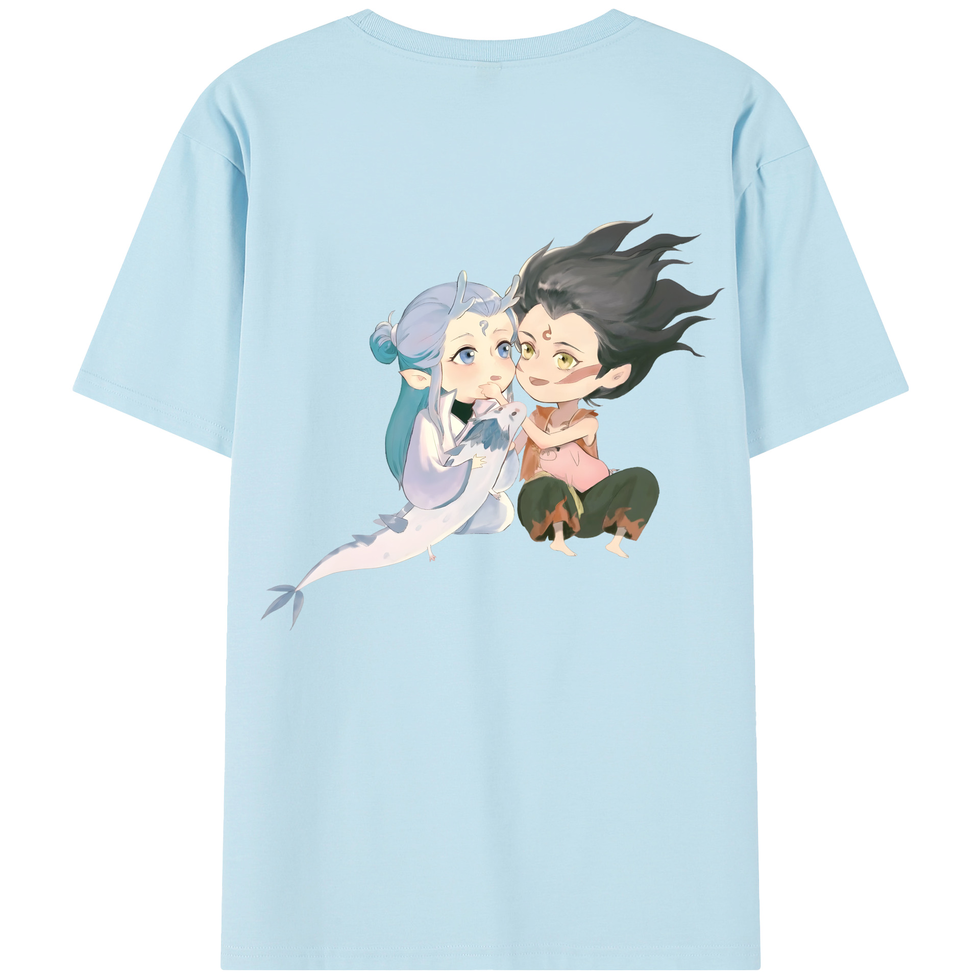 （画像用） Ne Zha 2 ナタ 魔童の大暴れ 綿100％半袖Tシャツ（背面プリント）